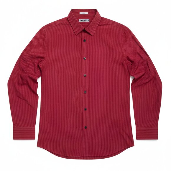 Express Button Up Shirt Mens L Modern Fit Long Sleeve Red - Picture 1 of 7